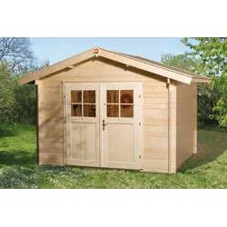 Gartenhaus WEKA "122 Premium", beige (naturbelassen), Fußboden im Gartenhaus, ohne Dacheindeckung, Holz, Gartenhäuser