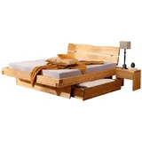 Lomadox Schlafzimmer-Set BRANTFORD-69, (Spar-Set, 5-tlg., Bettgestell Bettschubkästen Nachttische), Liegefläche 180x200, Holzkopfteil, Kiefer massiv eichefarben geölt braun 318 cm x 88 cm x 222 cm