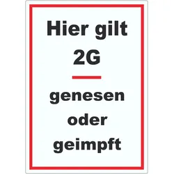 Hier gilt 2G Hinweis Aufkleber mit Text A0 (841x1189mm)