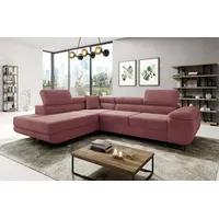 Easy4You Ecksofa Schmutziges Rosa Avatar Kord L-Form – 277x73x203 cm - Schlafsofa mit Bettkasten und Schlaffunktion - Eckcouch mit Stauraum – Links – Stoff Kord POSO 27