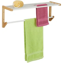Relaxdays Handtuchhalter Wand Bambus Natur/Weiß
