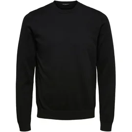 Selected Strickpullover SELECTED HOMME "SLHBERG CREW NECK NOOS", Herren, Gr. S, schwarz, Strick, Obermaterial: 100% Baumwolle, unifarben, regular fit normal, Rundhals, Rippbündchen, Pullover Strickpullover
