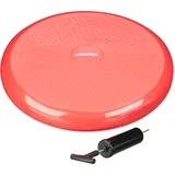 Relaxdays Balancekissen mit Luftpumpe, Ballsitzkissen m. Noppen, Fitnesskissen, rot