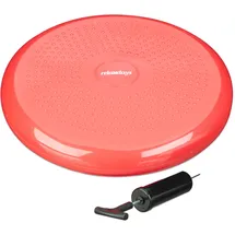 Relaxdays Balancekissen mit Luftpumpe, Ballsitzkissen m. Noppen, Fitnesskissen, rot