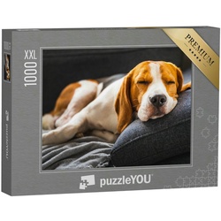 puzzleYOU Puzzle Puzzle 1000 Teile XXL „Liebenswerter Beagle auf dem Sofa, Hund“, 1000 Puzzleteile, puzzleYOU-Kollektionen Hunde, Beagle