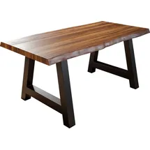 sam möbel gmbh Esstisch Baumkante Massiv Akazie nussbaumfarben 300x100 A-Gestell schwarz ALICANTE - Braun