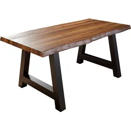 sam möbel gmbh Esstisch Baumkante Massiv Akazie nussbaumfarben 300x100 A-Gestell schwarz ALICANTE - Braun
