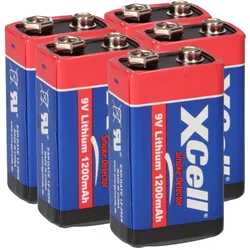 5x XCell Lithium 9V Block Hochleistungs- Batterien für Rauchmelder / Feuermelder - 10 Jahre Batterie Lebensdauer