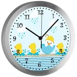 CreaDesign Funkwanduhr Funkuhr, Kinder Wanduhr, Kinderuhr, Kinderzimmer Ente (geräuscharmes Uhrwerk) bunt