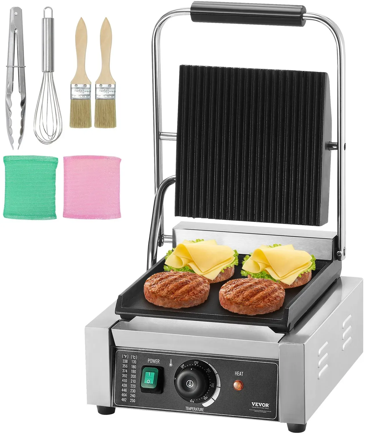 VEVOR Panini-Pressgrill Sandwichmaker Kontakt Grill Kommerziell 23x23cm