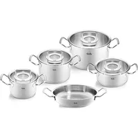 Fissler Original-Profi Collection / Edelstahl-Kochtopfset, 5-teilig, Töpfe mit Glas-Deckel (3 Kochtöpfe,1 Bratentopf 1 Servierpfanne) - Induktion