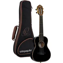 Ortega Guitars Konzert Ukulele Akustisch – Onyx Series – Inklusive Gigbag – Fichte, Mahagoni, Schwarz (RUOX-CC)