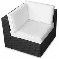 XINRO (1er Polyrattan Lounge Eck Sessel - Gartenmöbel Ecksessel Rattan - durch andere Polyrattan Lounge Gartenmöbel Elemente erweiterbar - In/Outdoor - handgeflochten - schwarz