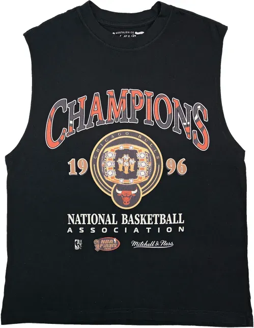 Mitchell and Ness Chicago Bulls NBA 96 Championship Ring T-Shirt Schwarz
