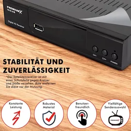Premium X PremiumX HD 521 B FTA Digital SAT TV-Receiver DVB-S2 HDMI SCART USB 12V externe Netzteil