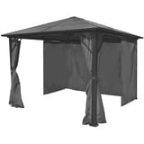 Festnight Gartenpavillon 3x3 m Polycarbonat Dach Pavillon Wasserabweisend UV-Schutz 50+ Metall Gestell Partyzelt Anthrazit