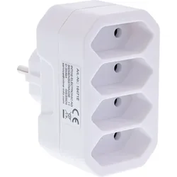 InLine Steckdosenadapter - Schutzkontakt Stecker an 4x Eurobuchse - weiß