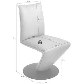 K+W Komfort & Wohnen Drehstuhl »Drive«, Leder CLOUD, Stuhl mit federnder Sitzschale, Drehteller in Metall schwarz Struktur grau