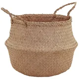 tegawo Aufbewahrungskorb aus Seegras "faltbar", Pflanzkorb beige Ø 35 cm x 40 cm