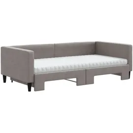 vidaXL Tagesbett Ausziehbar mit Matratzen Taupe 100x200 cm Stoff
