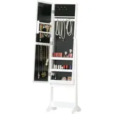 Schmuckschrank Mit Verstellbarem Spiegel Und Warmweißer Led-beleuchtung, 36 X 30 X 136 Cm