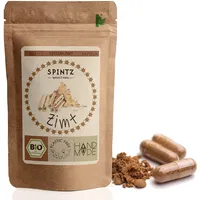 SPINTZ 130 Stk. Bio Ceylon Zimt Kapseln - vegane Zimt Kapseln hochdosiert - 500mg Ceylon Zimt Pulver aus biologischem Anbau - Ceylon Zimt Bio Gemahlen | plastikfrei verpackt