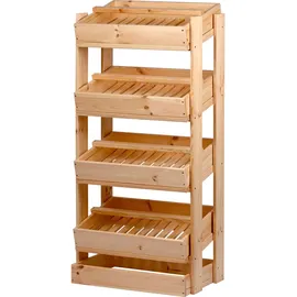 Dobar Vorratsregal Obstkiste aus Holz mit 4 Fächern 53 x 35 x 116 cm natur