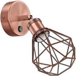 ledscom.de Wandleuchte RETRA, Schalter, bronze matt, rund, E27 Fassung, Käfig-Schirm, bronze