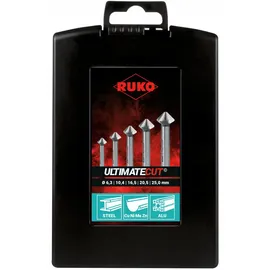 Ruko Kegel- und Entgratsenker-Satz ULTIMATECUT DIN 335 Form C 90 Grad HSS in ABS-Kunststoffkassette 5-teilig