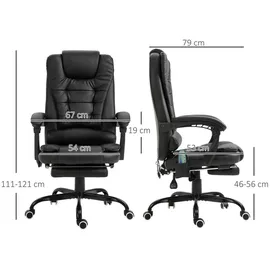 Vinsetto Massagesessel 67 x 121 x 79 cm Schwarz mit Fernbedienung