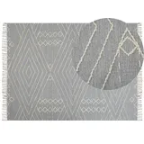 Beliani Teppich KHENIFRA Hellgrau 160 x 230 cm geometrisches Muster Kurzflor