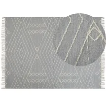 Beliani Teppich KHENIFRA Hellgrau 160 x 230 cm geometrisches Muster Kurzflor