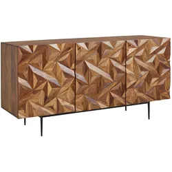 KADIMA DESIGN Sideboard 144x72x47 cm Sheesham Massivholz / Metall Anrichte, Kommode mit drei Türen, Kommodenschrank Holz Modern, Standschrank