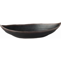 APS Blattschale MARONE, 25,5 x 14 cm, Höhe 5,5 cm, Melamin, schwarz mit braunem Rand