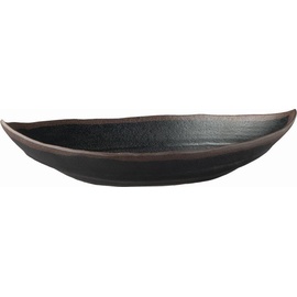 APS Blattschale MARONE, 25,5 x 14 cm, Höhe 5,5 cm, Melamin, schwarz mit braunem Rand