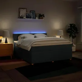 vidaXL Boxspringbett mit Matratze Blau 180x200 cm Stoff