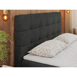 MKS Meble Boxspringbett mit Matratze, Bett mit Multipocket - Matratze und Topper Polsterbett mit Bettkasten und Kopfteil, ERNI ... - Dunkelgrau,