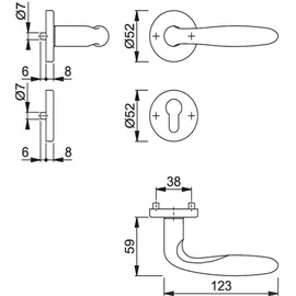 HOPPE Drückergarnitur Verona Edelstahl Matt F69 E1800Z/42KV/42KVS