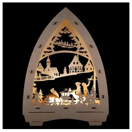 Saico Original Erzgebirge-Palast Schwibbogen Lichterspitze Wildfütterung, (21,5x29cm) von Saico Seiffen