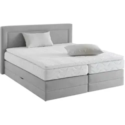 Boxspringbett, grau, B:195cm L:210cm, WESTFALIA SCHLAFKOMFORT, Komplettbetten, Boxspringbett, wahlweise mit Bettkasten und Topper