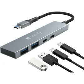 TECHLY EFB IUSB32C-HUB4AC Techly USB3.2 Slim Hub 2x USB-A und 2x USB-C IUSB32CHUB4AC
