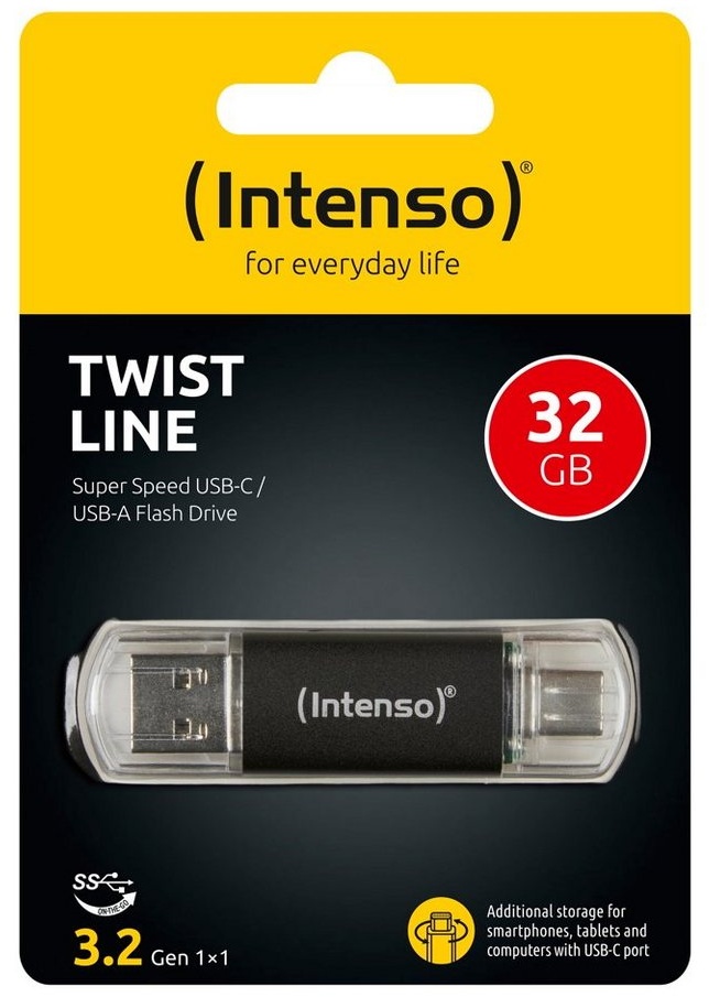 Intenso USB Stick 32GB Speicherstick Twist Line USB 3.2 Gen. 1x1 USB-A / USB-C USB-Stick