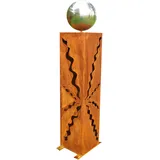 Gartendekoshop24 - Gartendeko, Rost, Rostsäule, 60 cm, für draußen, mit Edelstahlkugel für den Garten. Handgefertigte, Gartensäule aus Edelrost. Rostsäule mit Schale zum Dekorieren.