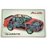 Audi A8-8985 Blechschild Sport Quattro 3D-Prägung Stahlblech, Fahrzeug-Querschnitt