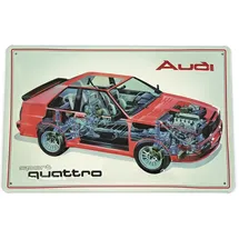 Audi A8-8985 Blechschild Sport Quattro 3D-Prägung Stahlblech, Fahrzeug-Querschnitt