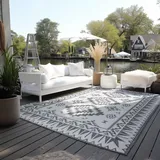 ELLE DECORATION "Dynamic, Wendeteppich", silber, B:120cm H:5mm L:170cm, Polypropylen, Teppiche, Teppich, Flachgewebe, In-& Outdoor, Modern, wendbar, Balkon, Wohnzimmer, Außen