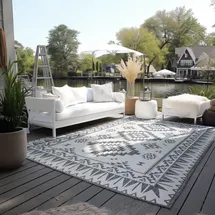 ELLE DECORATION "Dynamic, Wendeteppich", silber, B:120cm H:5mm L:170cm, Polypropylen, Teppiche, Teppich, Flachgewebe, In-& Outdoor, Modern, wendbar, Balkon, Wohnzimmer, Außen