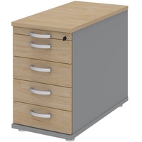 Röhr-Bush röhr Techno Standcontainer grau, hickory-eiche 5 Auszüge 43,0