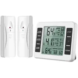 Kühlschrank- Und Gefrierschrankthermometer, Kabelloses Thermometer Mit 2 Sensoren, Akustischem Min/max-alarm, Für Den Innen- Und Außenbereich, Ideal Für Küchen, Restaurants, Bars Und Cafés.