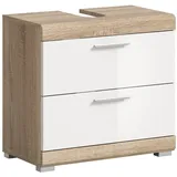furnling Waschbeckenunterschrank Scott 2 Schubladen, Badmöbel, Badschrank, Badunterschrank, 60 cm breit beige